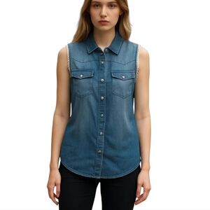 Y2K P2P 18" Nwot ARDENE SZ SM Sleeveless Snap Jean Shirt